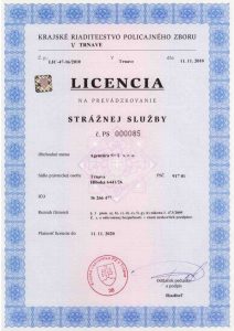 Licencia na prevádzku strážnej služby