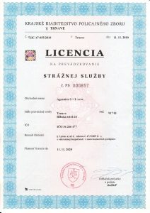 Licencia na prevádzku strážnej služby